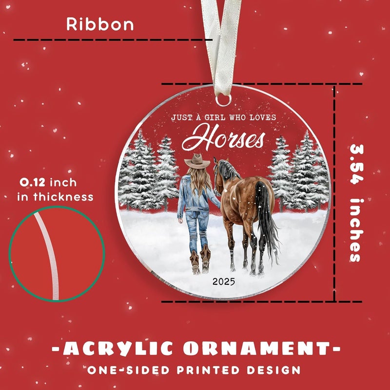 TEEBIM Horse Ornaments for Christmas Tree - Horse Ornament 2025 - Horses Gifts for Girls, Lovers - Horses Equestrian Horseback Racing Riding Christmas Ornaments - Acrylic Ornament - Image 2